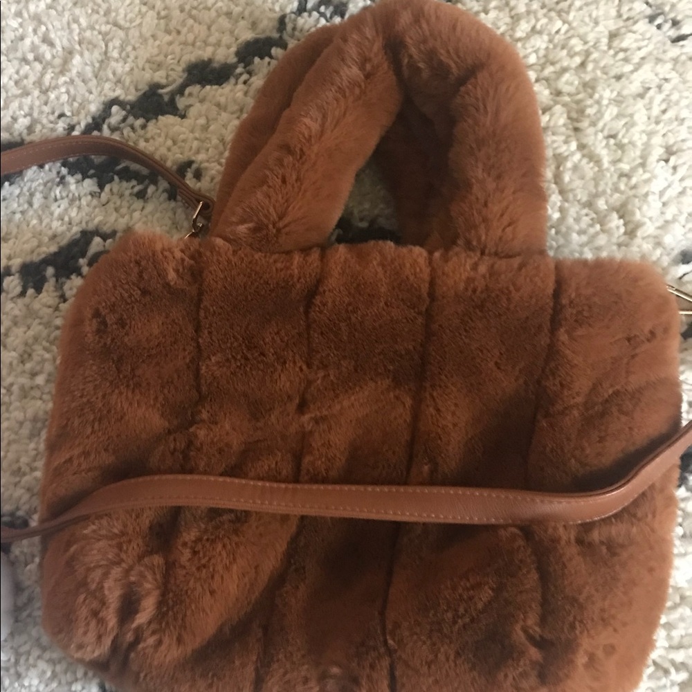 Faux fur satchel and crossbody bag